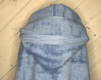 Water blue teen or adult hooded bath towel