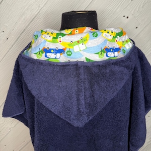 Personalized hooded beach towel with  vehicles, pool towel, bath wrap, toddler hooded towel