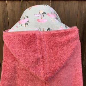 Girl hooded towel with mushrooms - your choice of towel color, toddler hooded towel, kids towel, bath towel, personalized towel