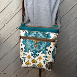 Teal geometric crossbody purse, women&#39;s crossbody bag, hipster bag, messenger bag, adjustable crossbody bag, women&#39;s handbag
