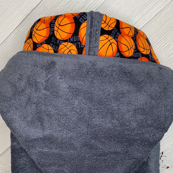 Adult hooded towel with optional basketball flannel, personalized adult hooded beach towel, adult hooded poncho towel