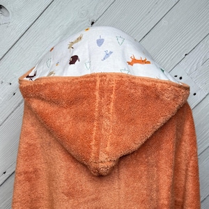 Kids hooded towel or hooded poncho towel with woodland animals, personalized beach towel, boy bath towel, kids pool wrap, toddler beach