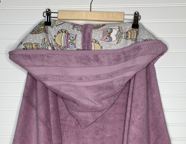 Teen bath towel with owl flannel large tween hooded bath Etsy