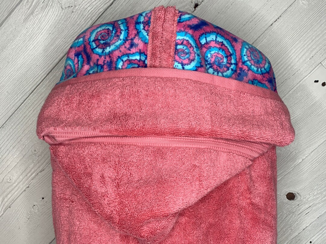 Adult Hooded Towel With Optional Tiedye Flannel, Personalized Adult