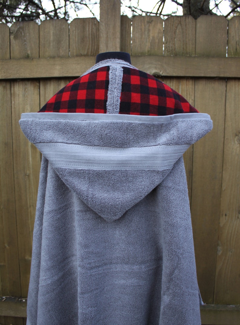 Adult hooded bath towel with optional buffalo plaid flannel Etsy