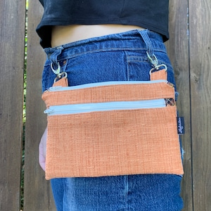 Orange hip pouch, fanny pack, motorcycle hip bag, belt bag, hip purse, hip bag