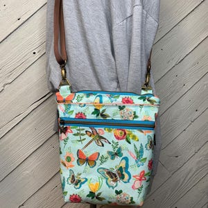 Blue butterfly crossbody purse, women's crossbody bag, hipster bag, messenger bag, adjustable crossbody bag, women's handbag