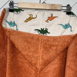 Kids hooded towel or hooded poncho towel with dinosaurs, personalized beach towel, boy bath towel, kids pool wrap, toddler beach
