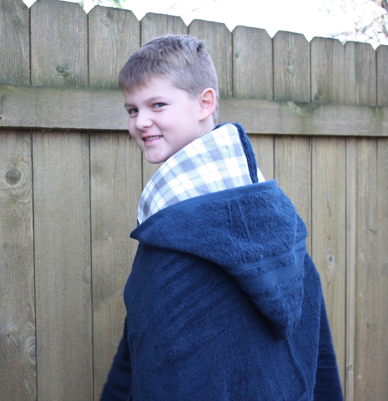 Adult Hooded Bath Towel With Plaid Flannel Personalized Adult Etsy