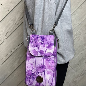 Monedero bandolera morado, bolso bandolera de mujer, bolso bandolera ajustable, Zip n Go