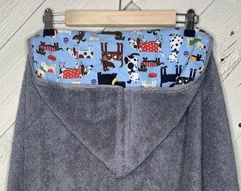 Hooded towel or poncho with dogs, kids hooded towel