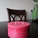 3 wick, round, mottled pillar candle -scented