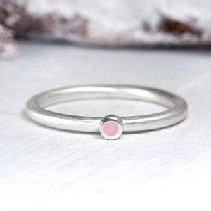 925 Silberring mit Farbpunkt ROSA, Stapelring No. 230