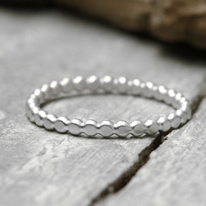 Silver ring stacking ring small discs no. 22 matt brushed, 925 sterling silver, slightly wavy shape