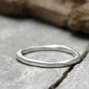 Silver ring stacking ring matt brushed, No. 26, collection ring, 2 mm, 925 sterling silver, organic shape