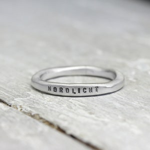 Silver ring stacking ring XL 3 mm with engraving, No. 03, organic shape, unisex, men, personalized