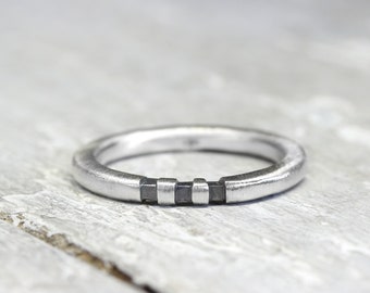 Silver ring XL 3 mm, forged, No. 28, organic shape, stacking ring