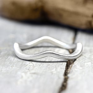Stapelring Wellenring, matt gebürstet, No. 159, Sammelring, 2mm, 925 Sterling Silber, Wellenform