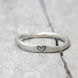 925 silver ring with heart, No. 11, ring with hearts, stacking ring, organic shape, jewelry stamped, love, Valentine's Day image 6