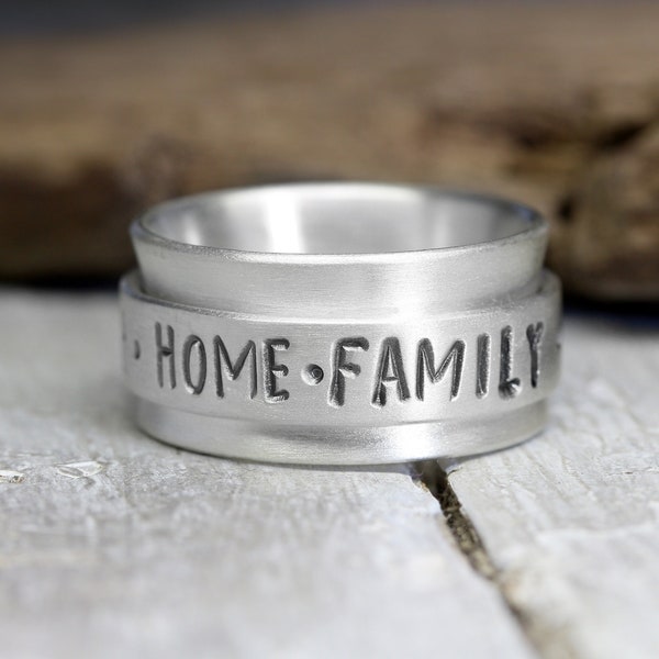 Personalized rotating ring family ties No. 3 made of 925 silver, silver ring