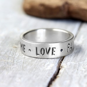 Band ring No. 13 made of 925 silver 6 mm width with individual text/name, engraving, matt brushed
