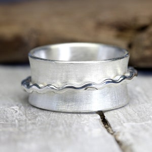 Rotating ring wave made of 925 silver, ring, game ring image 1