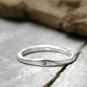 925 silver ring stacking ring letter No. 45, ring with initial, engraved ring