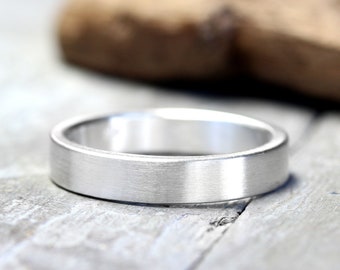 Band ring No. 01 made of 925 silver, matte brushed finish