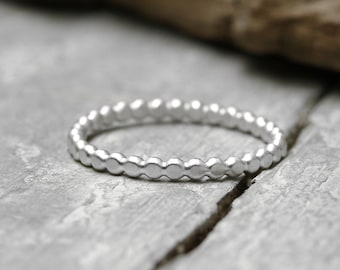 Silver ring stacking ring small discs no. 22 matt brushed, 925 sterling silver, slightly wavy shape