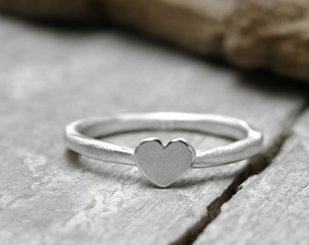 Stapelring mit Herz No. 24, Ring aus 925 Silber, Herzring, Geschenke für Sie, Verlobung, Valentinstag