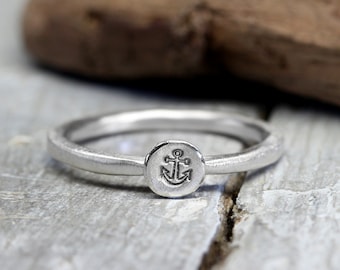 925 silver ring with desired embossing, No. 173, ring with hearts, anchor or star, stacking ring, jewelry stamped