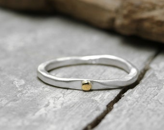 Stacking ring 925 silver with small gold dot made of 750 yellow gold, No. 34, silver ring, ring with dot, collector's ring