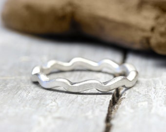 Silver ring stacking ring matt brushed, no. 156, collecting ring, 2 mm, 925 sterling silver, wave shape