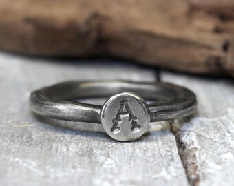 XL stacking ring No. 27 made of 925 silver used look with letter