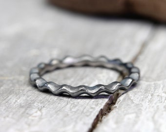 Stacking ring made of silver, no. 167, wave shape, matt, collection ring, 925 sterling silver