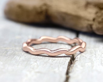 Stacking ring 333 red gold, No. 157, gathering ring, 2 mm, 8k gold ring, wave shape