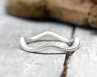 Stapelring Wellenring, matt gebürstet, No. 159, Sammelring, 2mm, 925 Sterling Silber, Wellenform