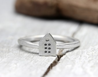 925 silver ring stacking ring with small house, No. 134, ring, gift idea