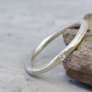 925 silver ring stacking ring with diamond, No. 1, ring, stone ring, engagement ring, diamond ring organic shape image 5