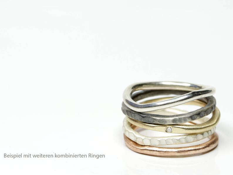 Stacking ring made of 333 red gold with structure, 2 mm, 8k, organic shape, gold ring image 6