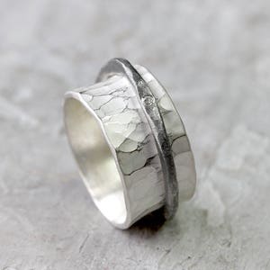 Rotating ring with diamond, game ring, silver ring, forged from 925 silver, diamond ring, ring with structure image 5