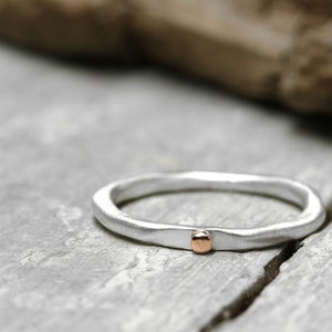 Stacking ring 925 silver with a small red gold dot made of 333 red gold, No. 33, silver ring, ring with dot, collection ring image 8