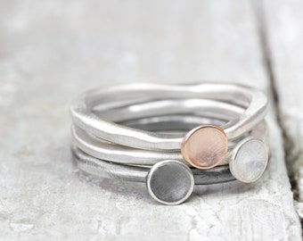 925 silver ring stacking ring with curved disc, ring attachment in rose gold, 925 silver or antique finish, ring made of silver, best friend