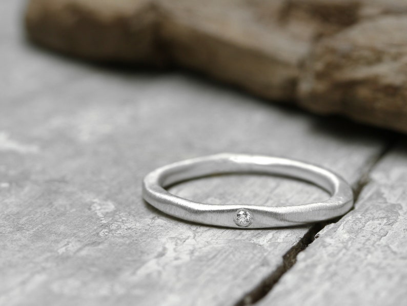 925 silver ring stacking ring with diamond, No. 1, ring, stone ring, engagement ring, diamond ring organic shape image 1