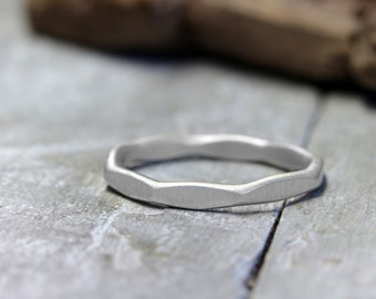 Ring stacking ring No. 101 made of 925 sterling silver, organic shape, straight surfaces