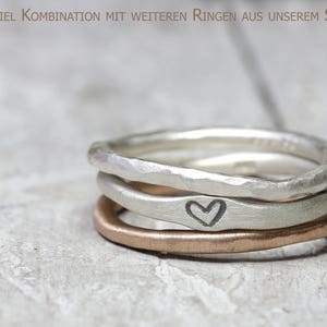 925 silver ring with heart, No. 11, ring with hearts, stacking ring, organic shape, jewelry stamped, love, Valentine's Day image 8