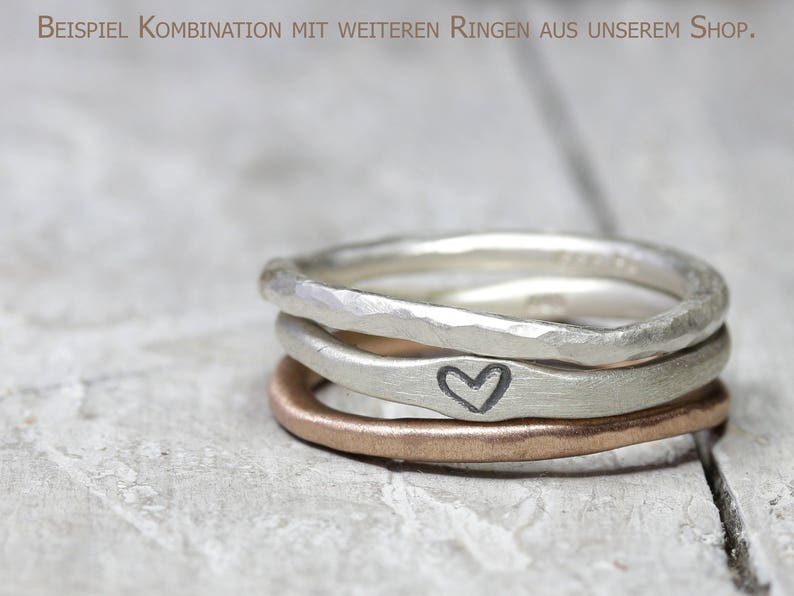 925 silver ring with heart, No. 11, ring with hearts, stacking ring, organic shape, jewelry stamped, love, Valentine's Day image 8