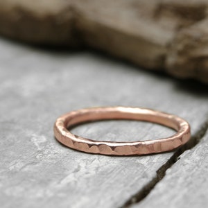 Stacking ring made of 333 red gold with structure, 2 mm, 8k, organic shape, gold ring image 1