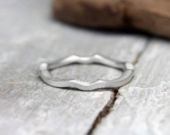 Silver ring stacking ring matt brushed, No. 171, collection ring, 2 mm, 925 sterling silver, wave shape