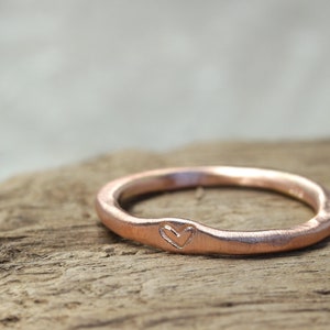 Ring with heart made of 333 red gold No. 12, ring with hearts, stacking ring, organic shape, jewelry stamped, love, Valentine's Day image 2
